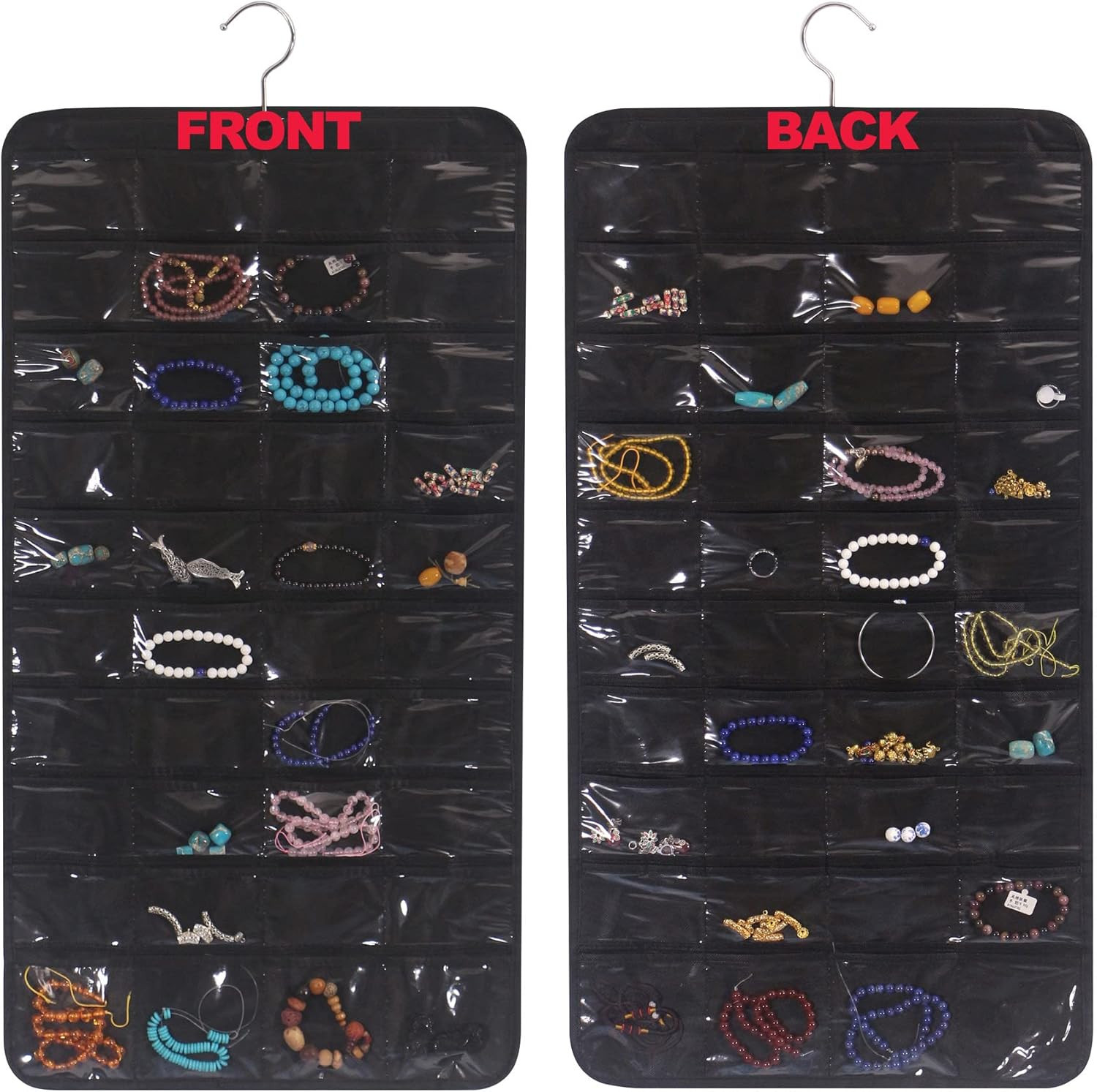 80 Pockets Hanging Jewelry Organizer for Women, Storage Bag for Earrings Necklac