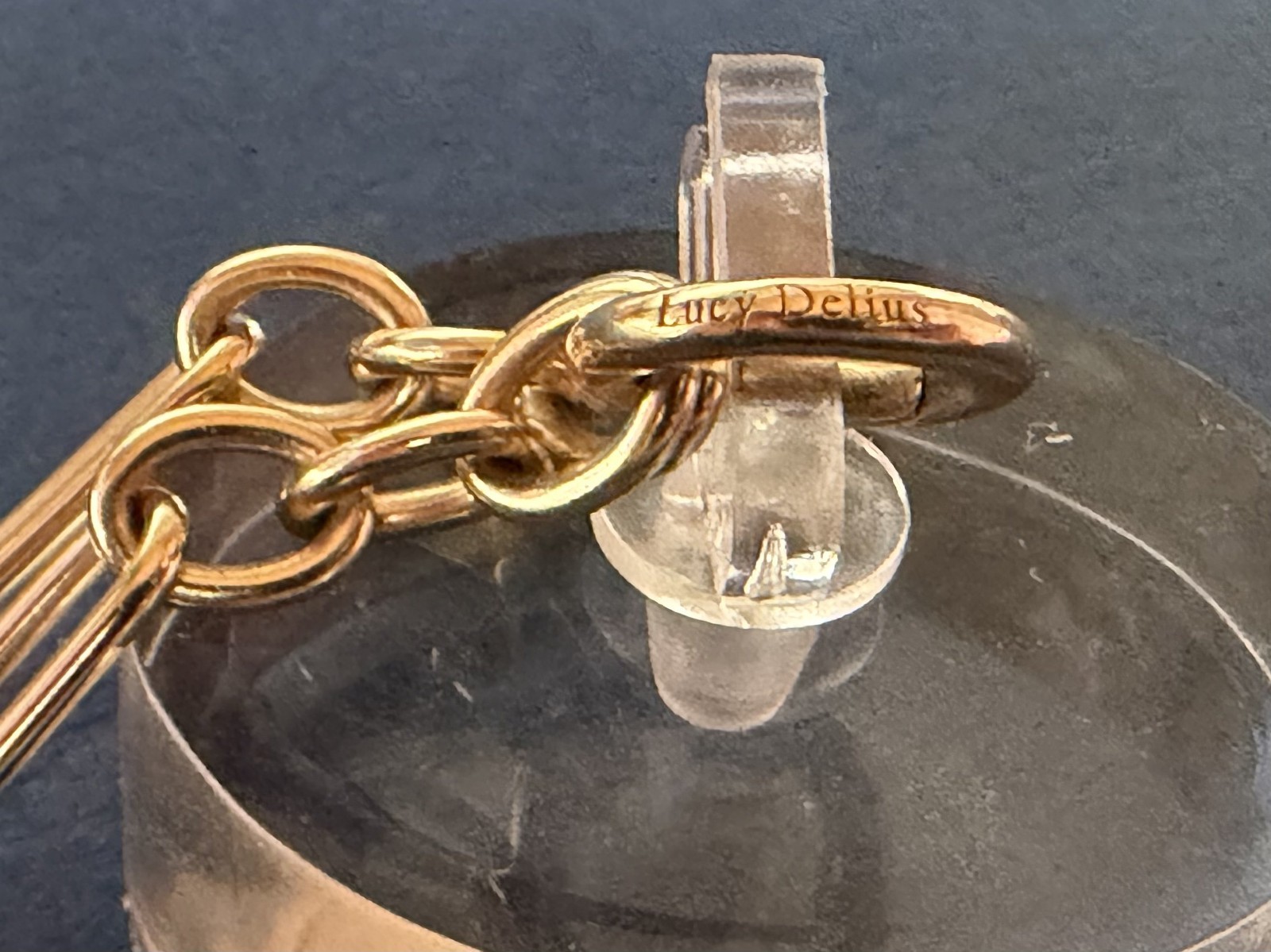 Lucy Delius 14k Yellow Gold Trombone Link Chain Necklace Front Clasp 45cm 27g