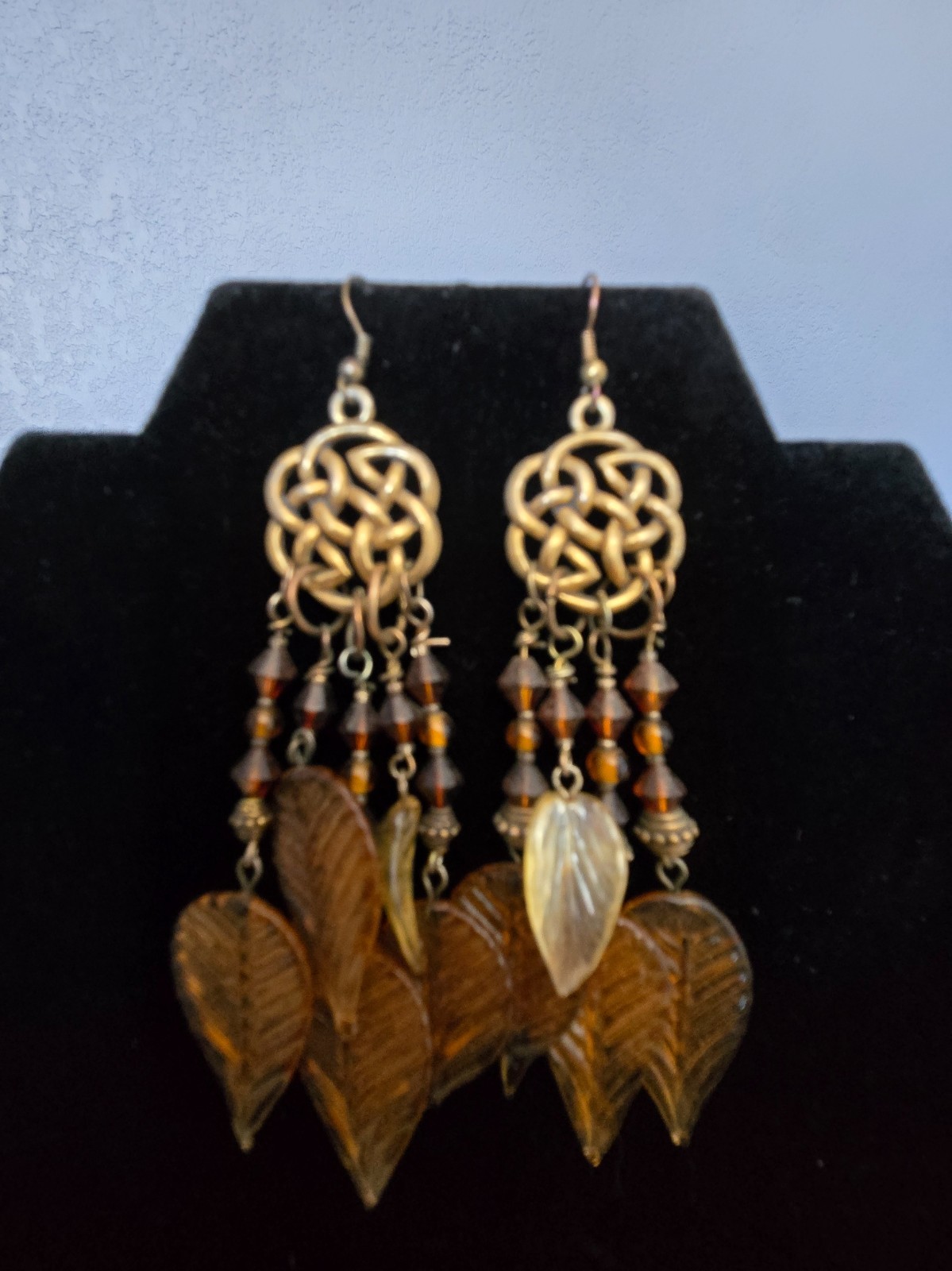 Vintage-Style Boho Celtic Knot Leaf Chandelier Earrings