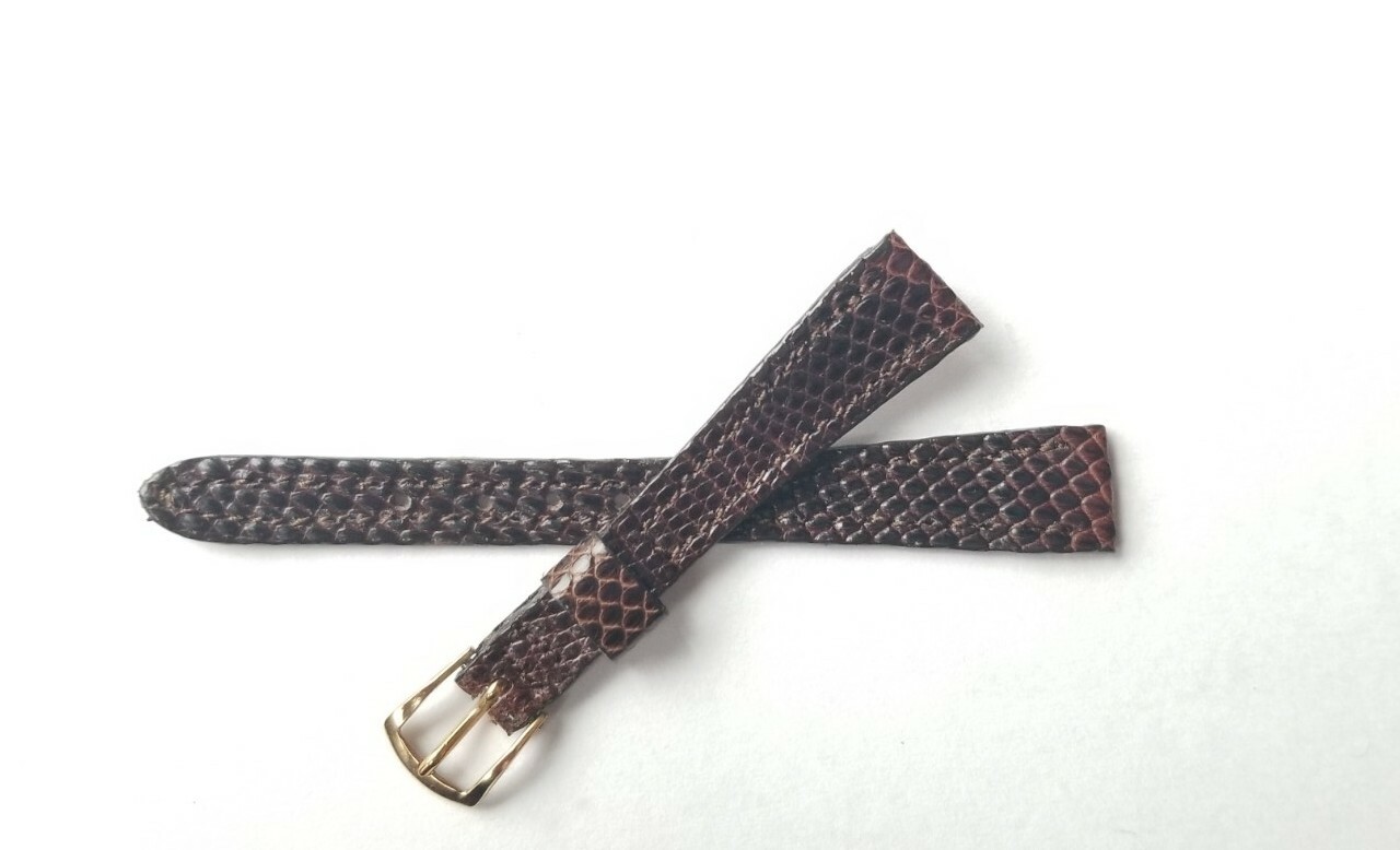 Hadley Kalbe 836 Genuine Lizard Lather Watch Band 13 mm (1/2″) Brown. Short