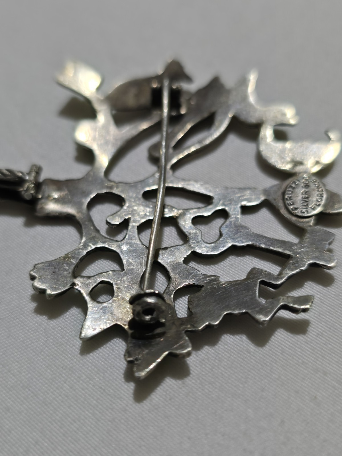 ANTIQUE PERUZZI FLORENCE ITALY 800 SILVER CIMARUTA PENDANT PIN STREGA AMULET