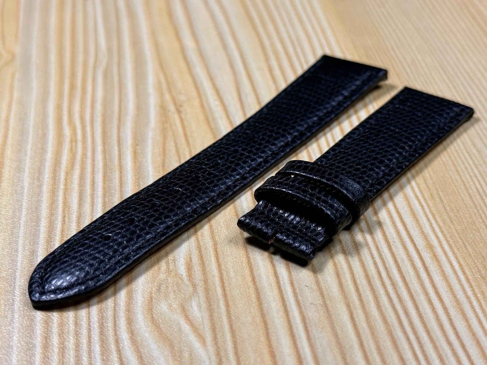 18mm Condor Lizard Calf Black Leather Watch Strap/Band Without Buckle