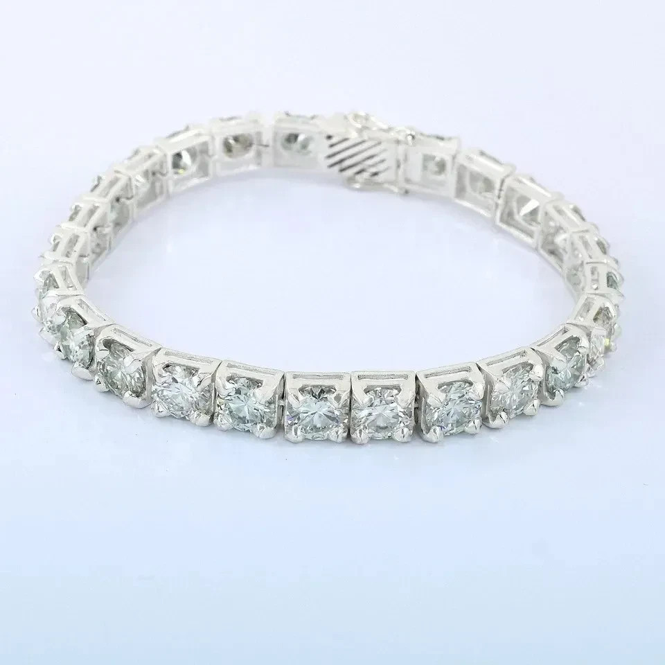 RARE 40 Ct Certified 8mm White Diamond Men Tennis Bracelet, 8 Inches,925 Silver.