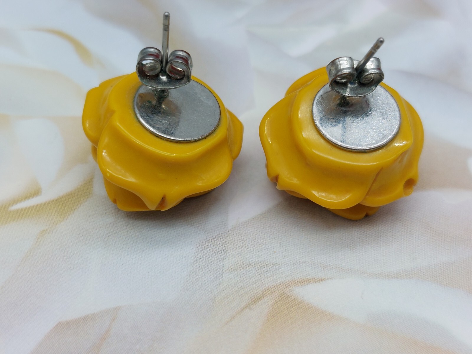 Cute Mustard Yellow Rose Flower Earrings Posts Acrylic