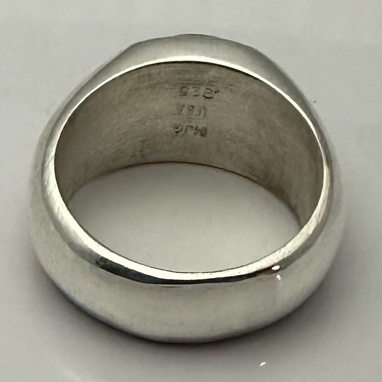 MJG STERLING SILVER MEN’S RING. 14 x 10mm OVAL NATURAL HESSONITE GARNET. SZ 10.