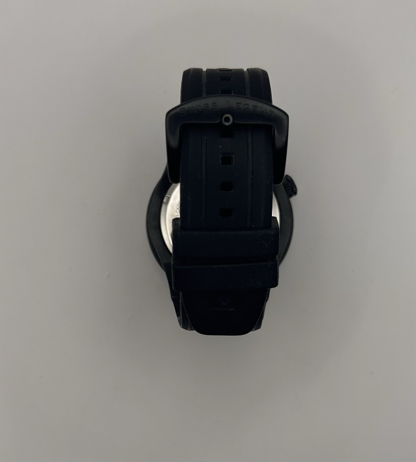 Swiss Legend Neptune Men’s Black Dial Black Strap Quartz Watch 48mm New Battery