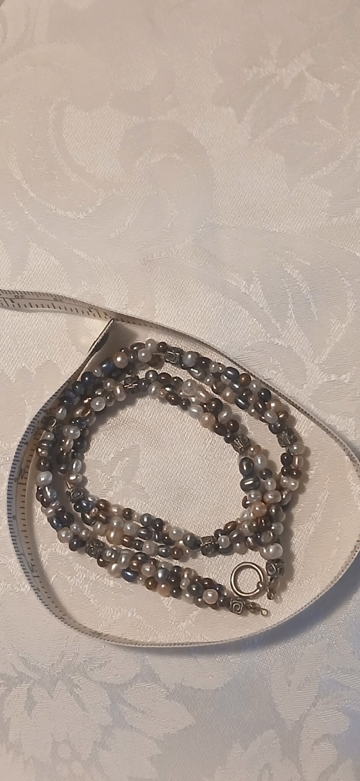 Multicolor 3 Strand Pearl Beaded Wrap Around Bracelet, 7.5″, Missing Clasp Hook