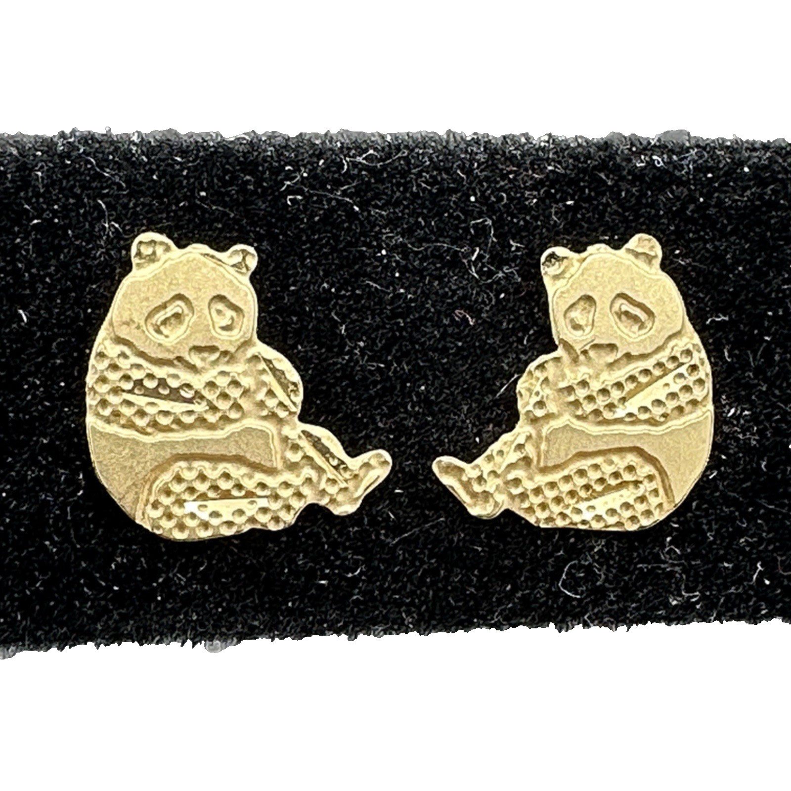 MICHAEL ANTHONY panda bear earrings – 14K yellow gold studs – 8 x 8mm 0.46 grams