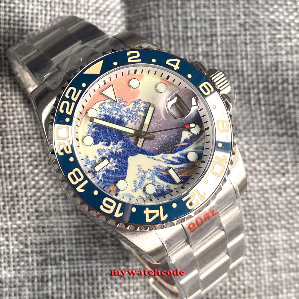 40mm Luminous Kanagawa Surfing Dial NH35 PT5000 Automatic 20atm Diving Men Watch