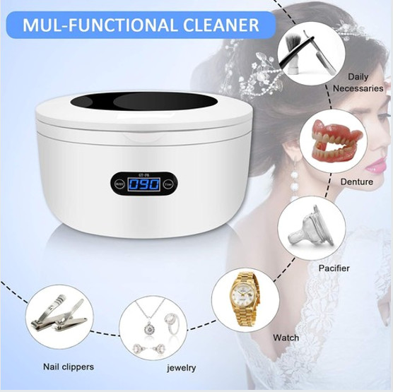 Ultrasonic Cleaner, Stainless Steel Tank & Digital Timer for Jewelry, Eyewear