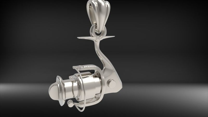Fishing Reel Pendant | 999 Fine Silver 19mm | Handmade USA