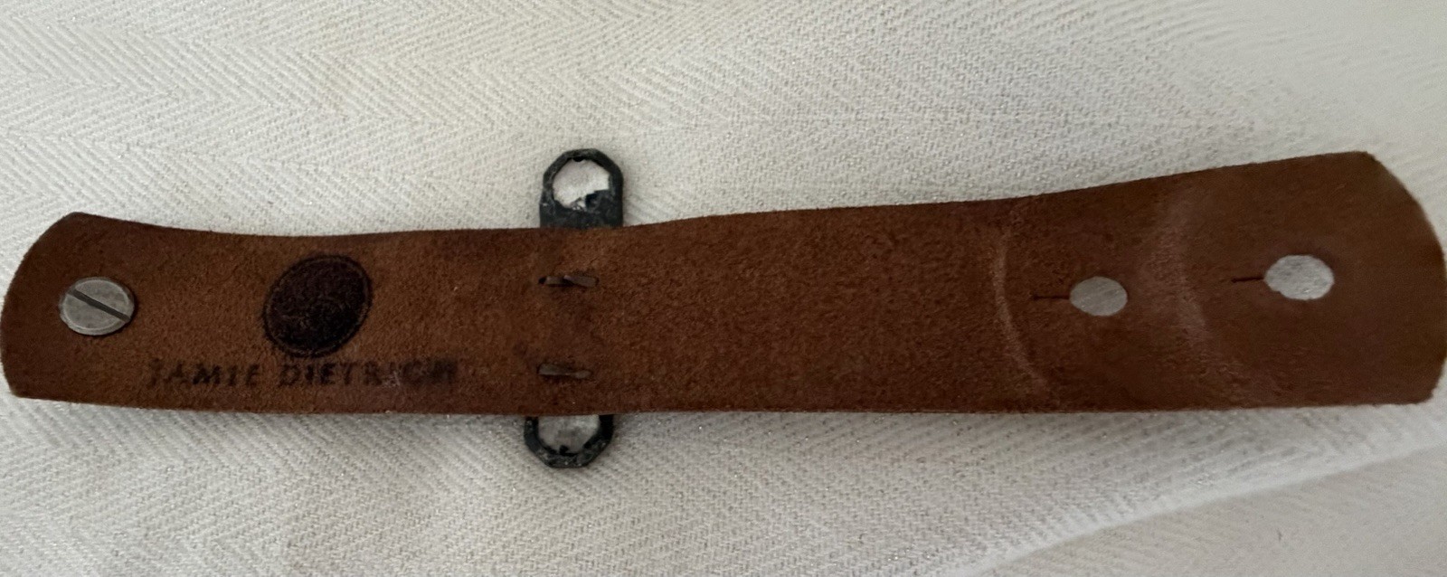 Jamie Dietrich Vintage Dark Leather & Crystal Cross Cuff Bracelet Limited – Rare