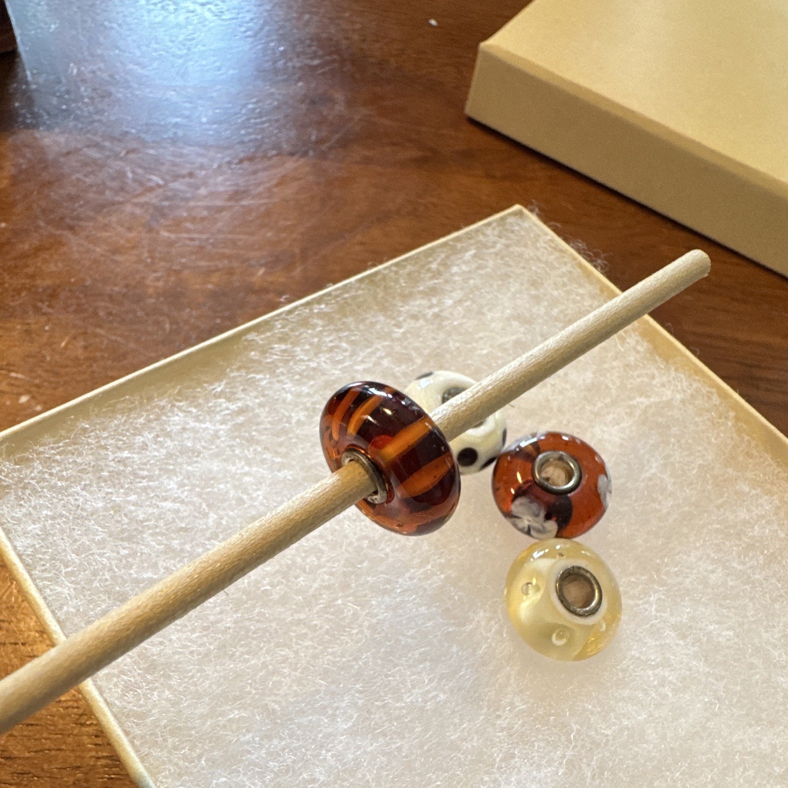 Authentic Trollbeads rare and retired Beige brown kit. 6 piece lot. Unused.