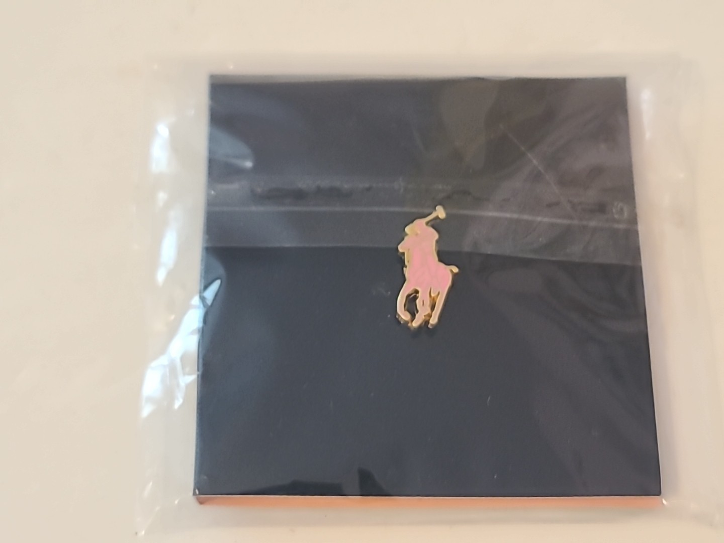 Polo Ralph Lauren Lapel Pony/Rider Pin Tie Tack Pink Gold Enamel Polo NIP