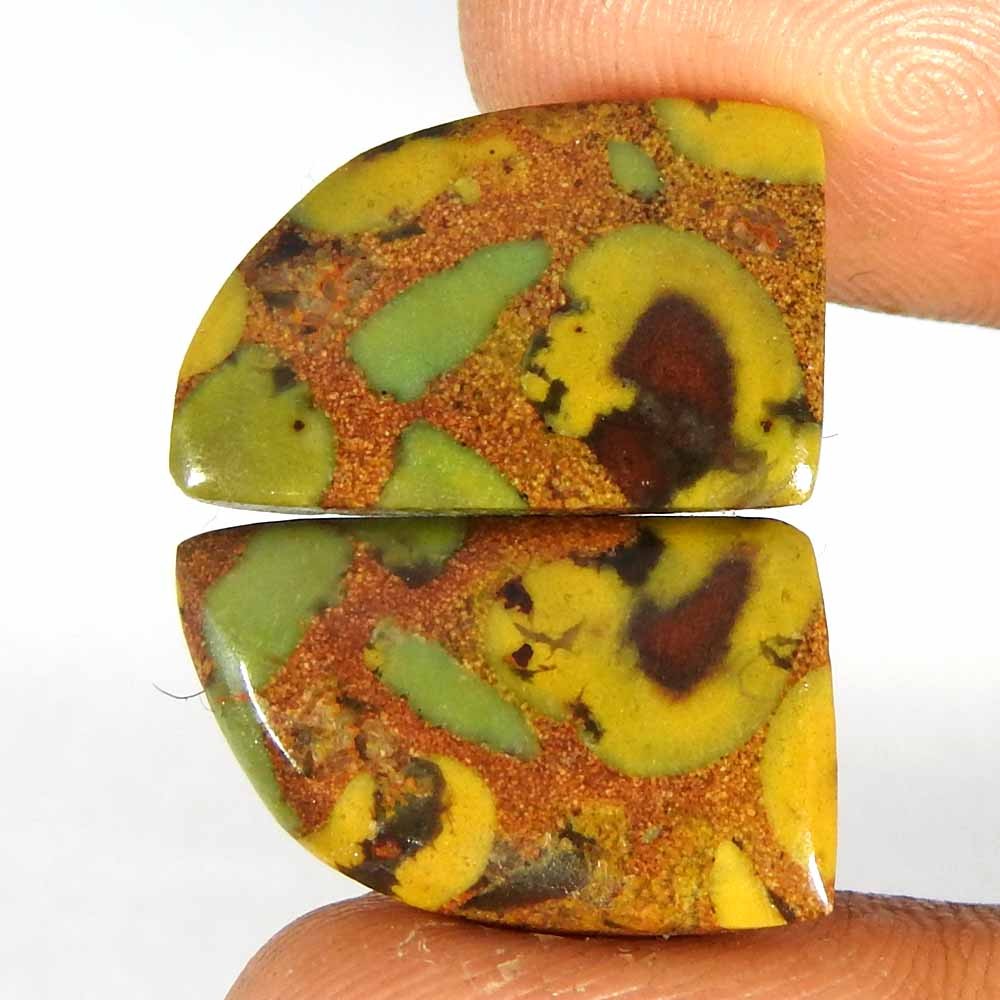 16.15Cts Natural Fruit Jasper matched 18x11x3 Fancy Pair Cabochon Gemstone