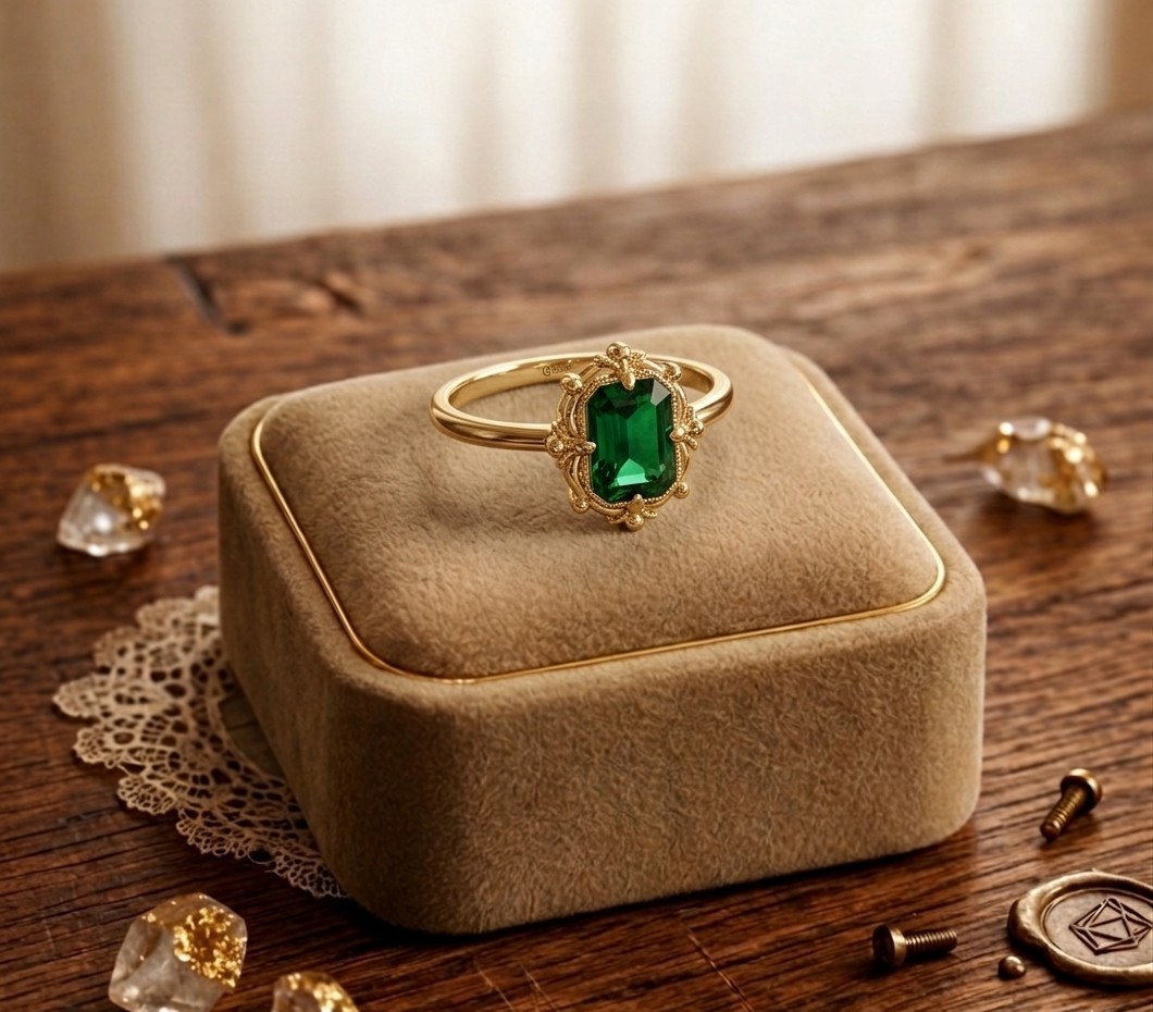 2.54 Ct Emerald Cut Natural Emerald Proposal Ring 14K Solid Yellow Gold