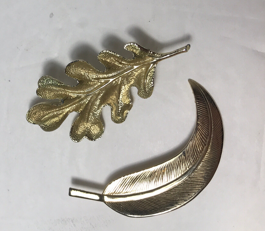 Vintage Leafs Pins Brooch Fashion Jewelry Mix Lot of 2 Gold-tone EUC