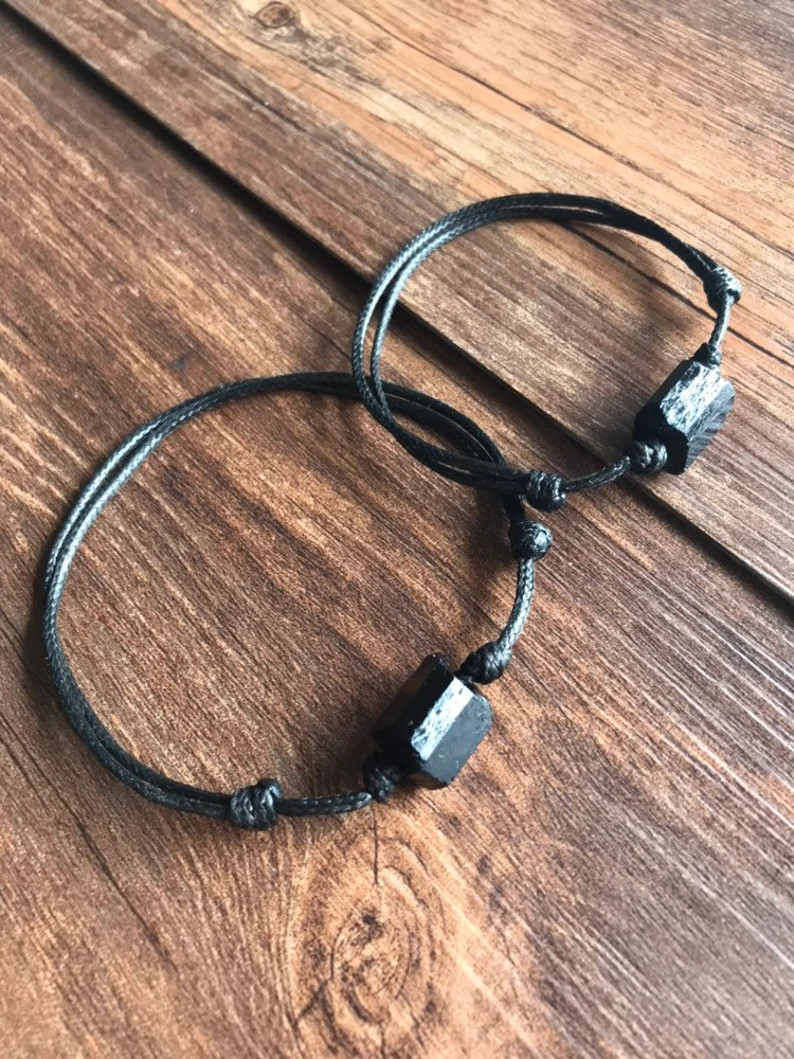 Black Tourmaline Bracelet Energy Shield EMF Protection Jewelry Healing Crystal