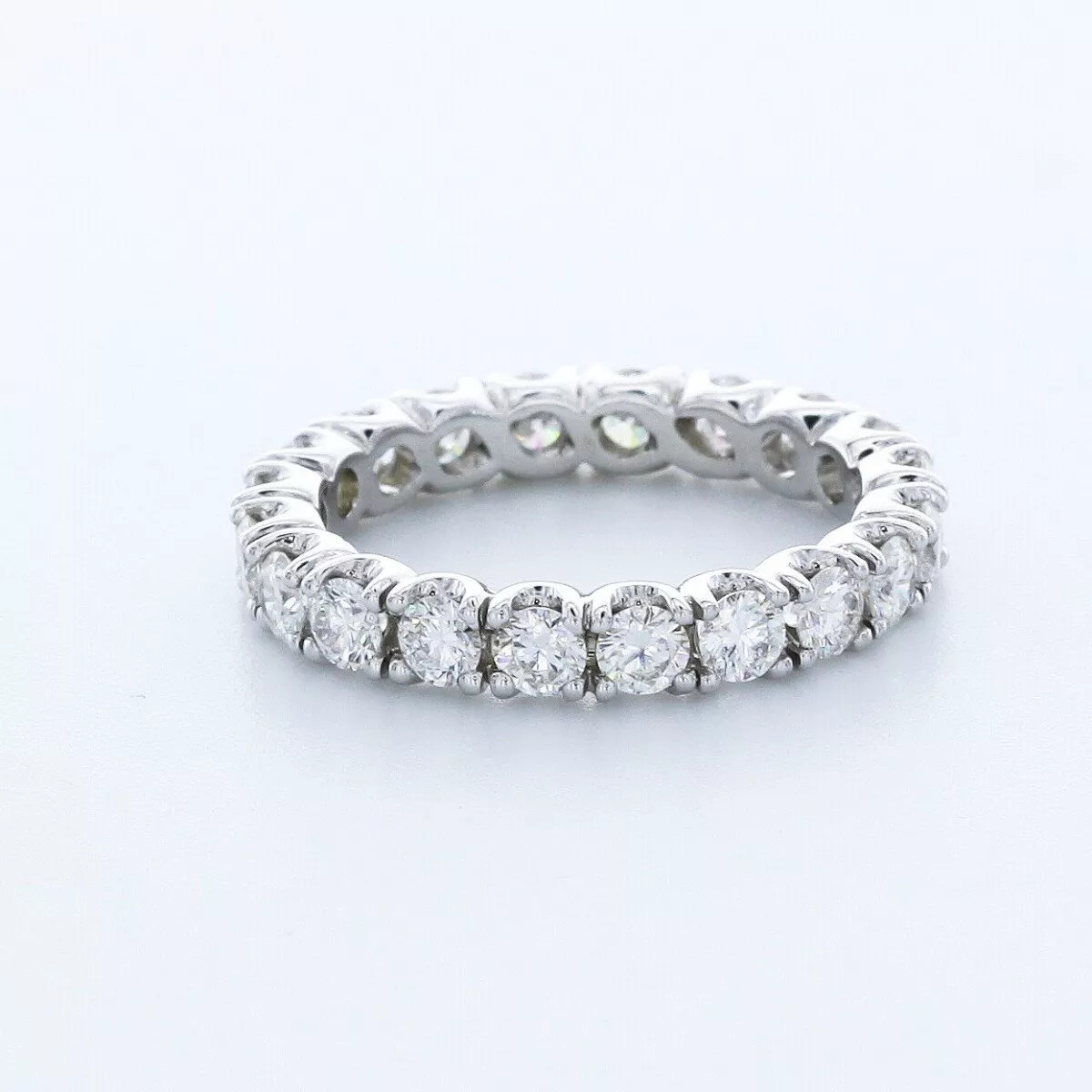 Solid 14K Gold Eternity Wedding Ring Classic 1.37 CT Round Natural Diamond F VS2