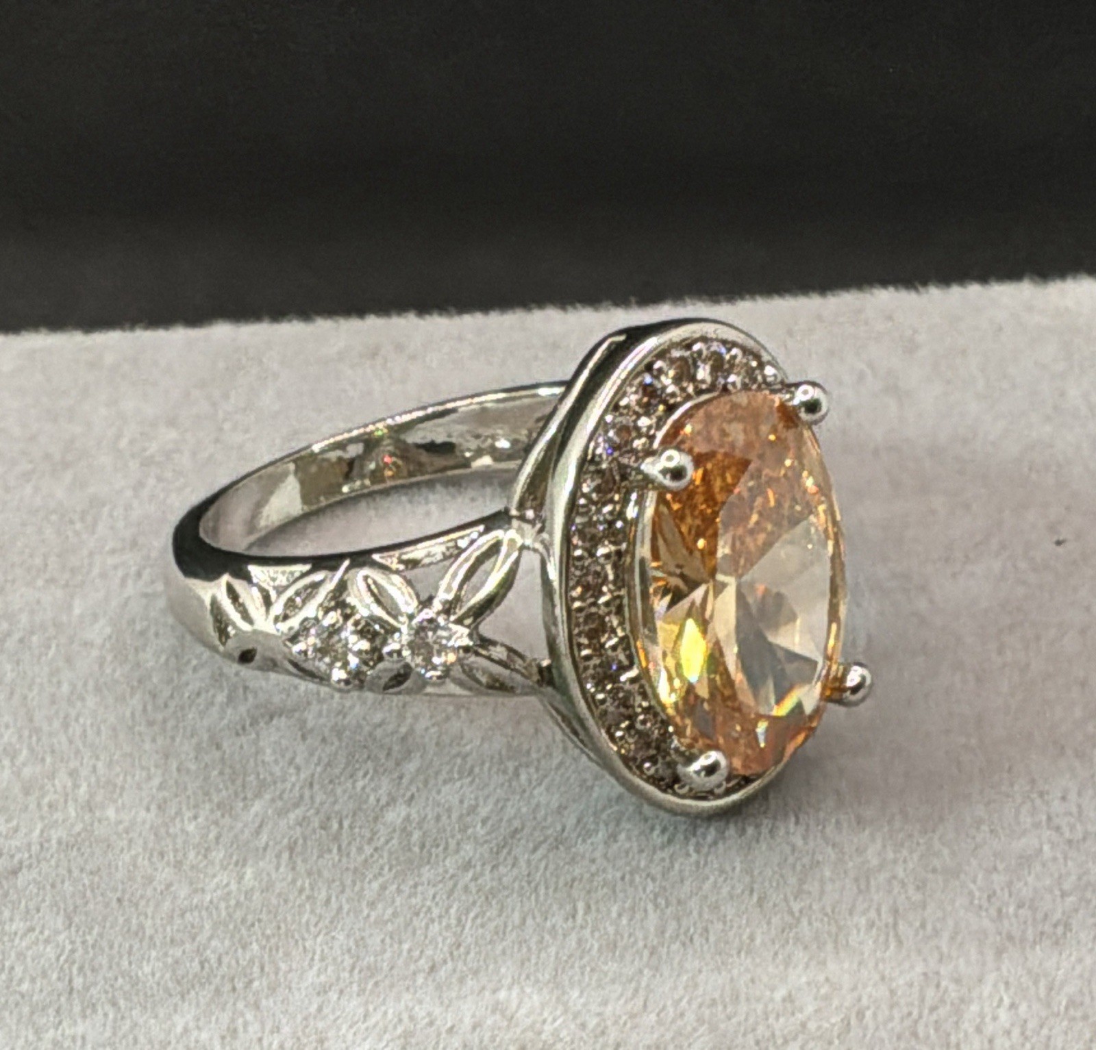 MORGANITE RING – Lab Created – 14X10mm Or 6.0ctw – .925 Sterling Silver!!!