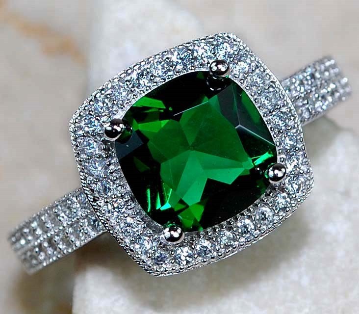 3CT Heat Treated Green Tourmaline 925 Solid Sterling Silver Ring Sz 6 MB1-6