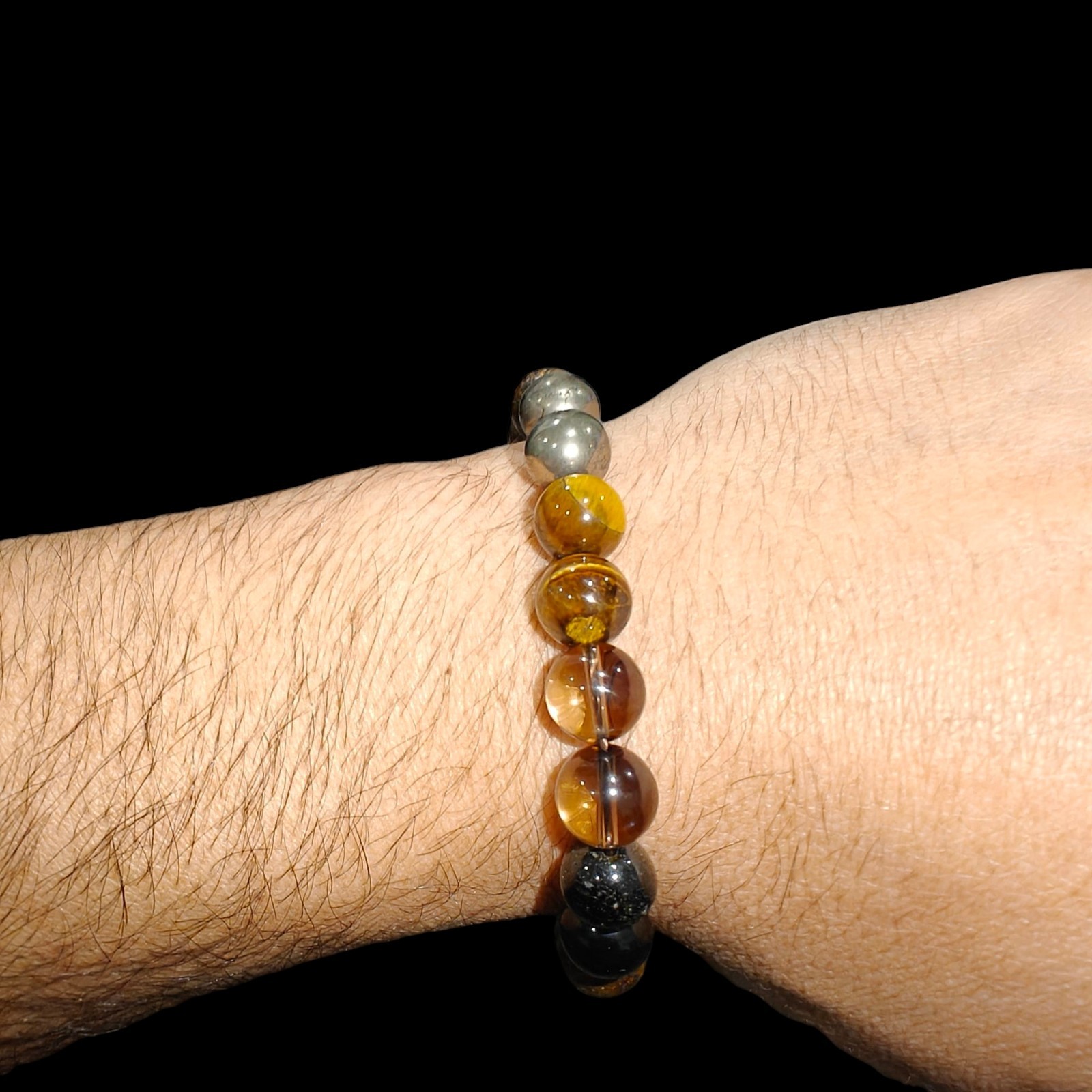 Pyrite, Bronzite, Smoky Quartz, Gold Obsidian, Tiger Eye Bracelet Natural Stones