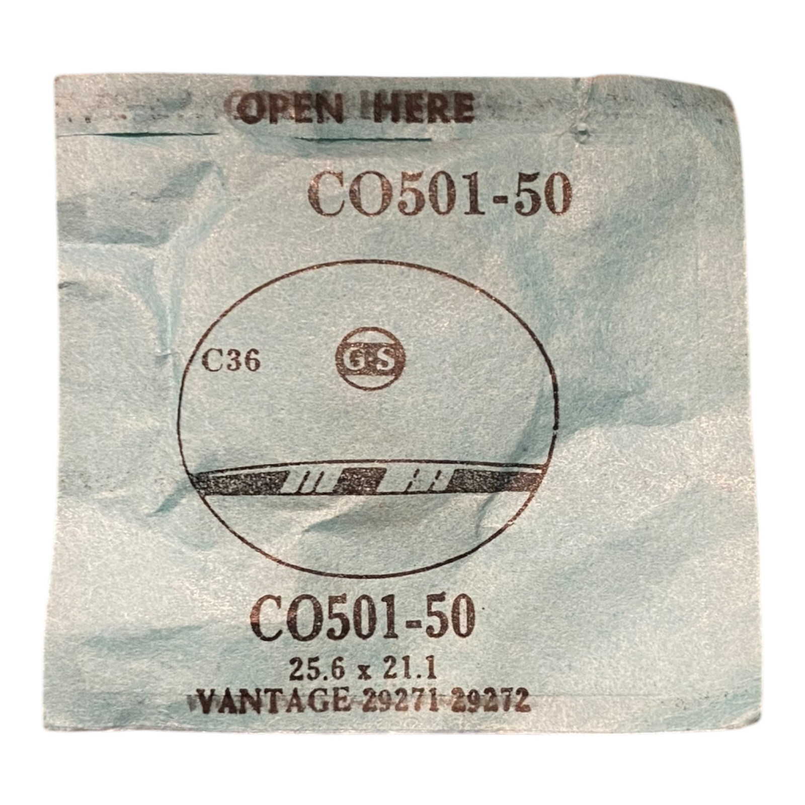 Germanow-Simon Mach (GS) CO501-50 Watch Crystal 25.6×21.1 NOS Part Flexo Vantage