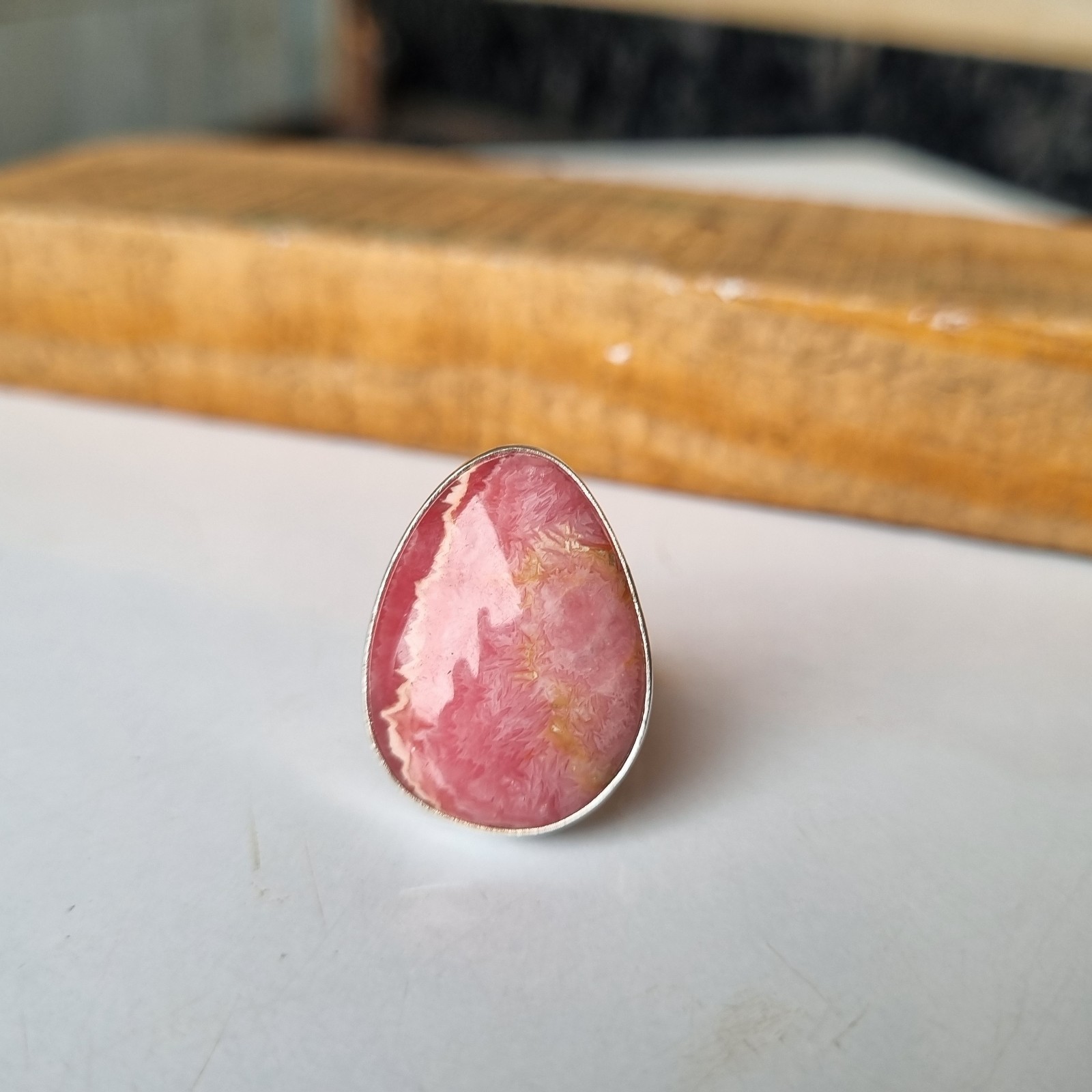 Natural Rhodochrosite Gemstone Ring 925 Sterling Silver Anniversary Ring PG6693
