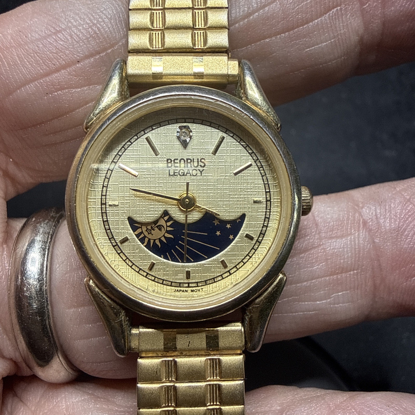 Benrus Legacy Diamond Moon Phase Quartz Analog Women’s Watch New Battery 24mm
