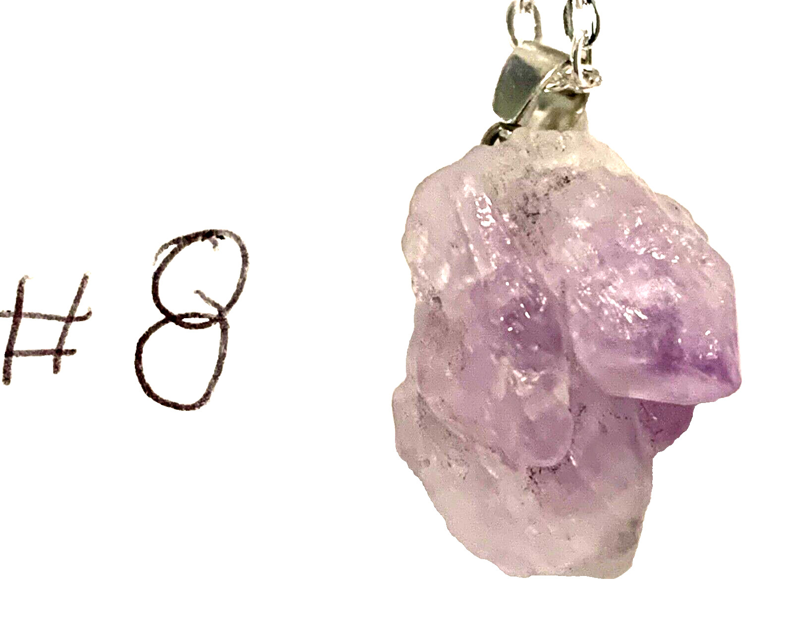 NEW Fashion Natural Gemstone Rock Irregular Amethyst Silver Tone Bail & Chain