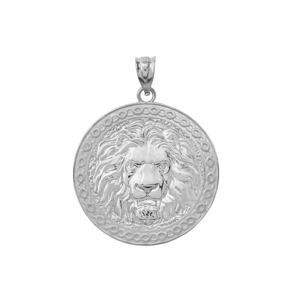 Lion Head medallion Pendant Necklace in .925 Sterling Silver