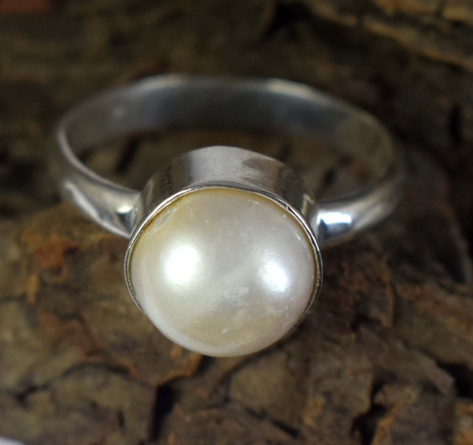 12.60 Ct Natural Tahitian White South Sea Pearl Round Gems Men’s Ring