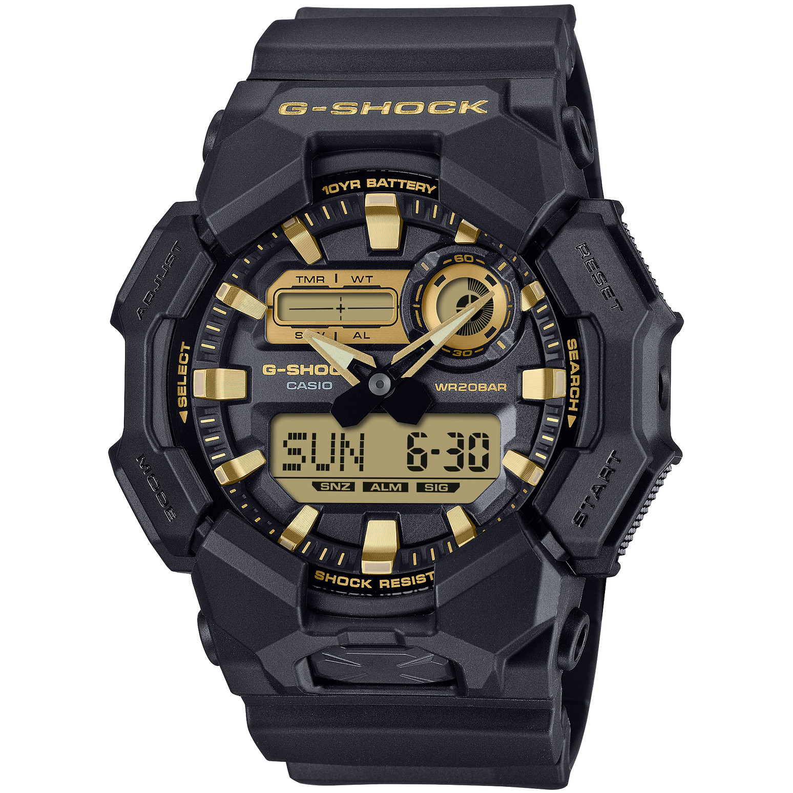 CASIO G-SHOCK GA-010GB-1A9JF Black and Gold Series Analog Digital Watch 51.9mm