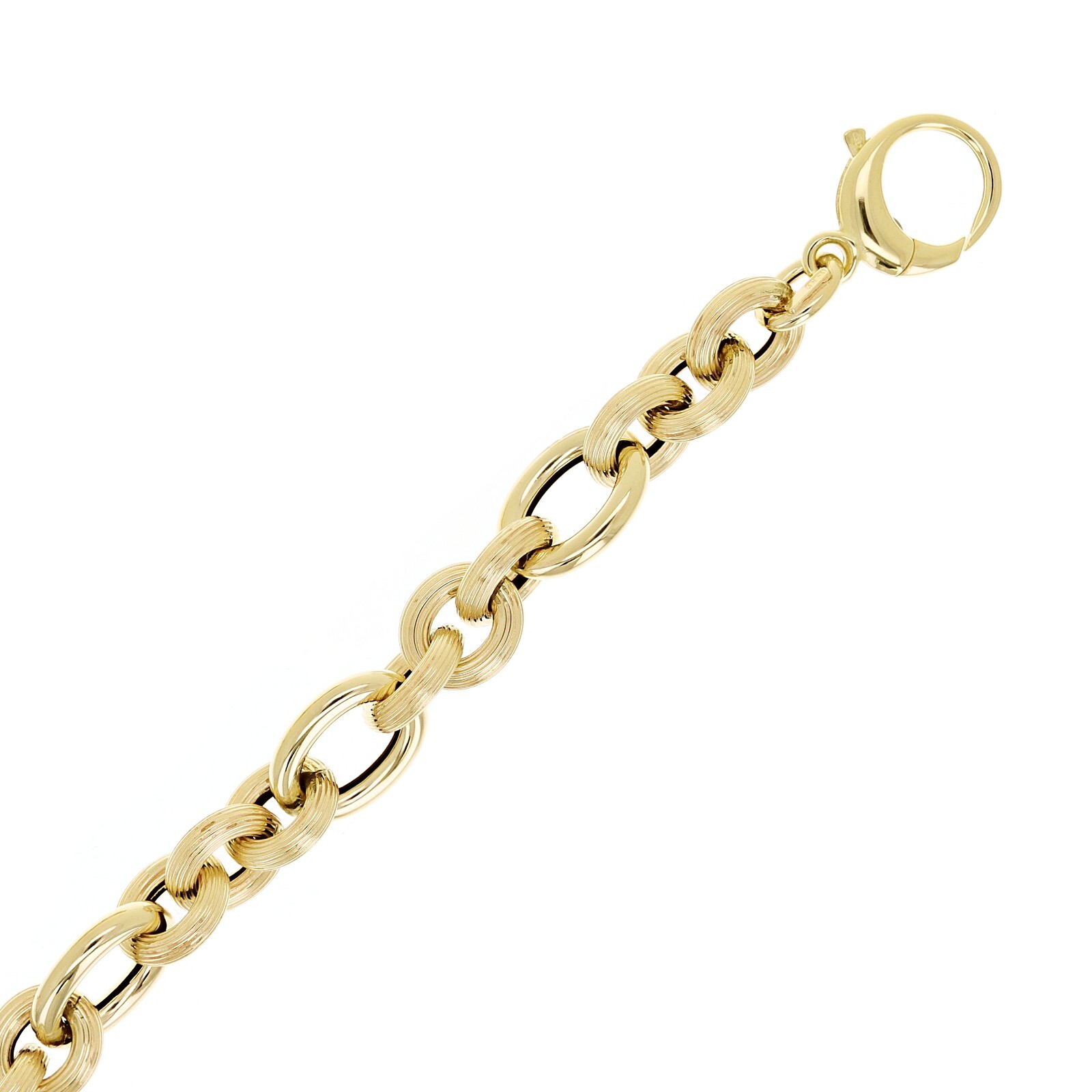Italian 14k Yellow Gold Oval Link Charm Chain Bracelet 7.5″ 10.8mm 8 grams