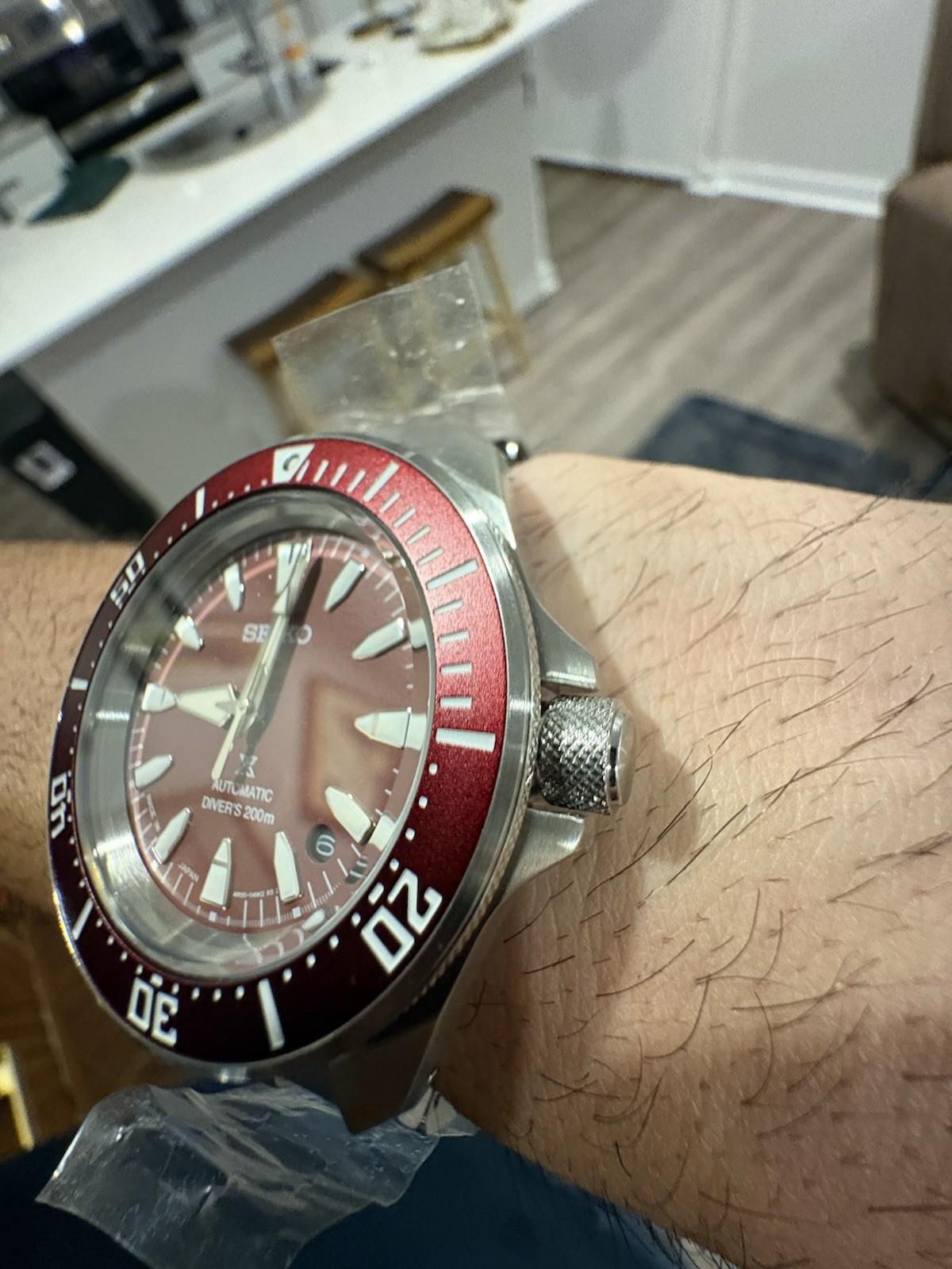 Seiko Prospex Samurai SRPL11 Red Dial Automatic 41.7mm Divers Watch Box & Papers