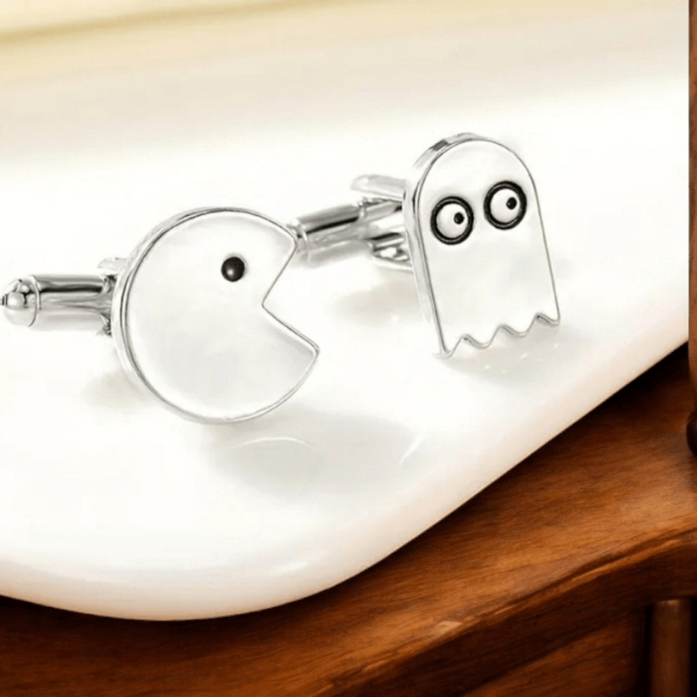 Pac-Man Cufflinks Game Over Ghost Video Game Arcade Iconic 80s Formal Tux Prom