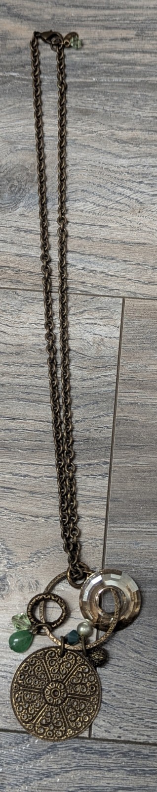 Liz Palacios S.F. Brass Crystal Charm Pendant Chain Necklace LizPalacios