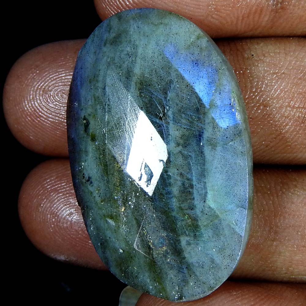 40.40 Ct Oval Checker Cut Labradorite Natural 40.40 Loose Gemstone