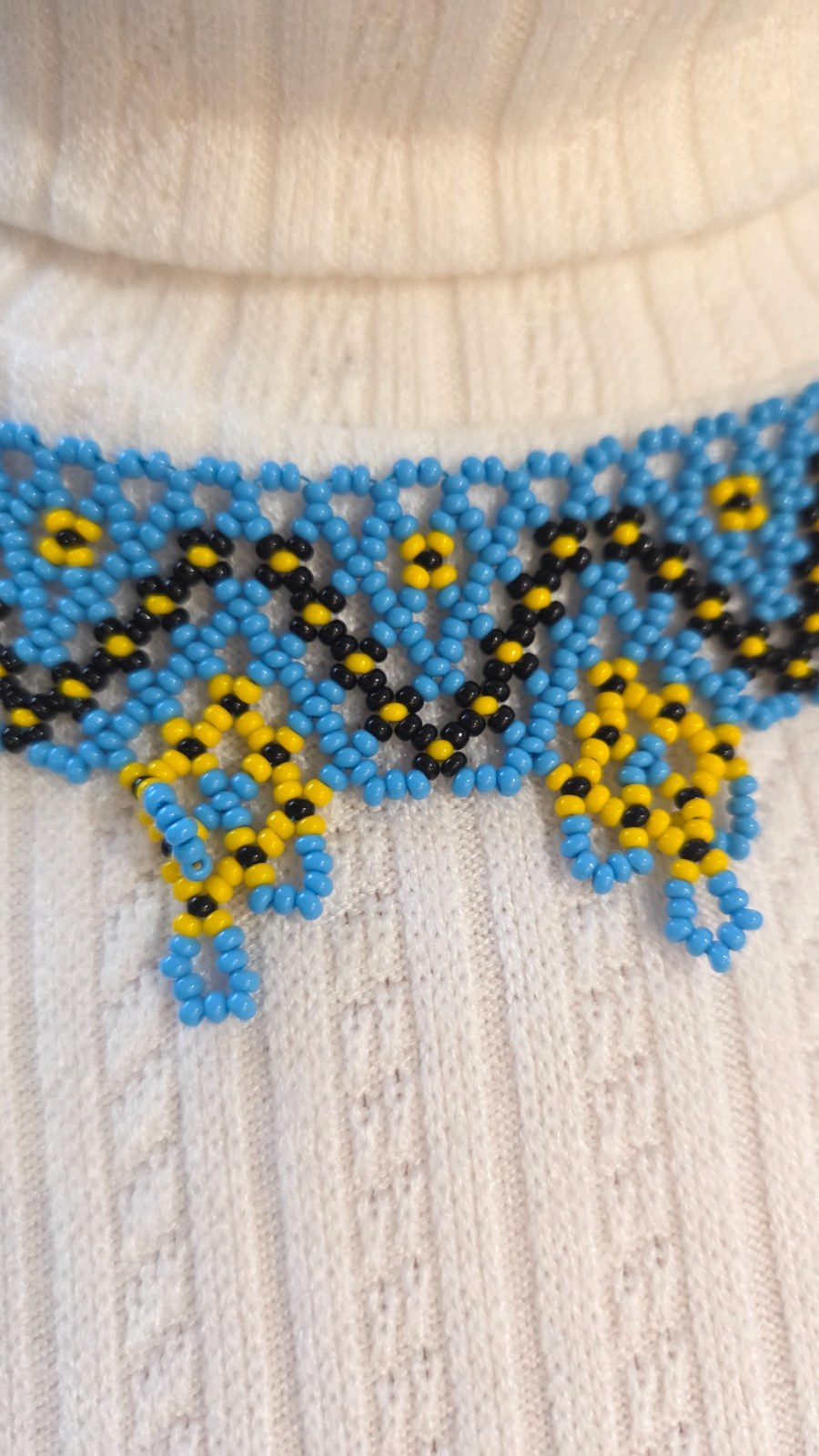 Traditional Ukrainian necklace beaded , Silyanka, Handmade choker spring motive