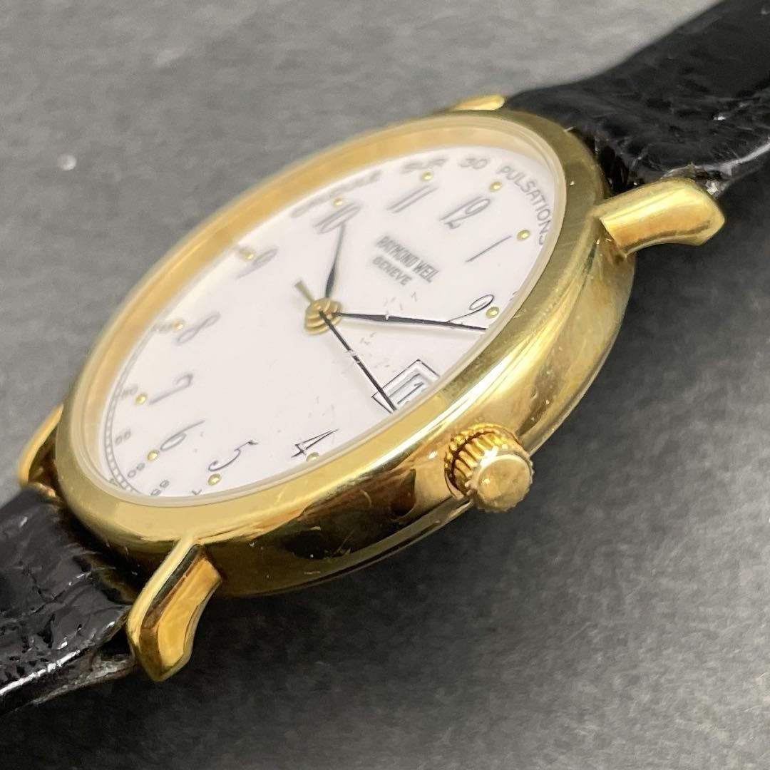 Raymond Weil Pulse Men’s Watch 18K Gold Quartz Black Dial Used
