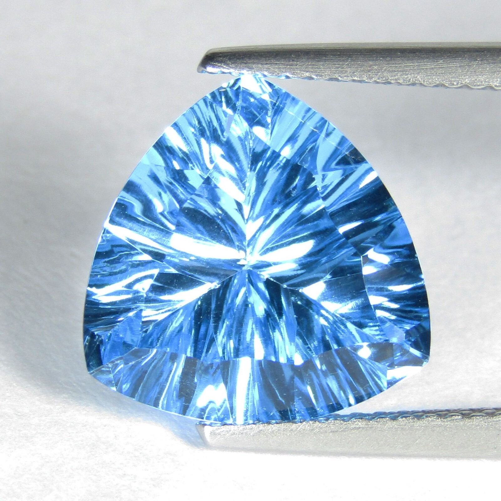 7.16Cts Flashing Natural Swiss Blue Topaz 12.5mm Trillion Concave Cut Gemstone