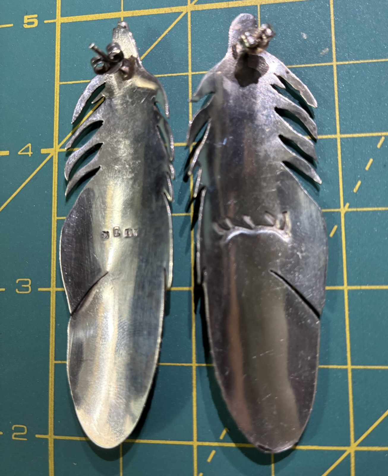 LAKOTA SIOUX STERLING/STONE Feather Earrings R.I.P. Micheal Little Elk 1950-2012