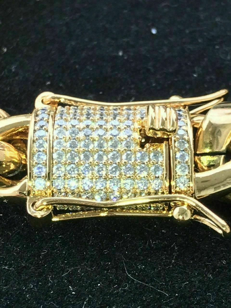 Miami Cuban Link Chain 18k Gold Plated Stainless Steel 14mm CZ Clasp Big Hip Hop