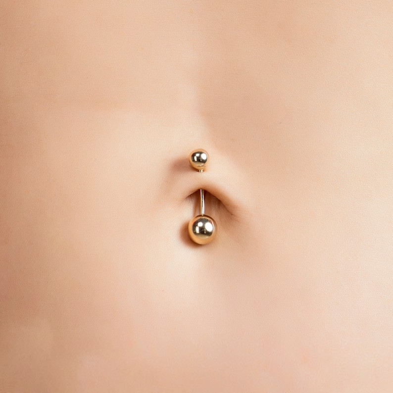 14K Yellow Gold FN Belly Button Ring Navel Piercing Body Piercing Body Jewelry