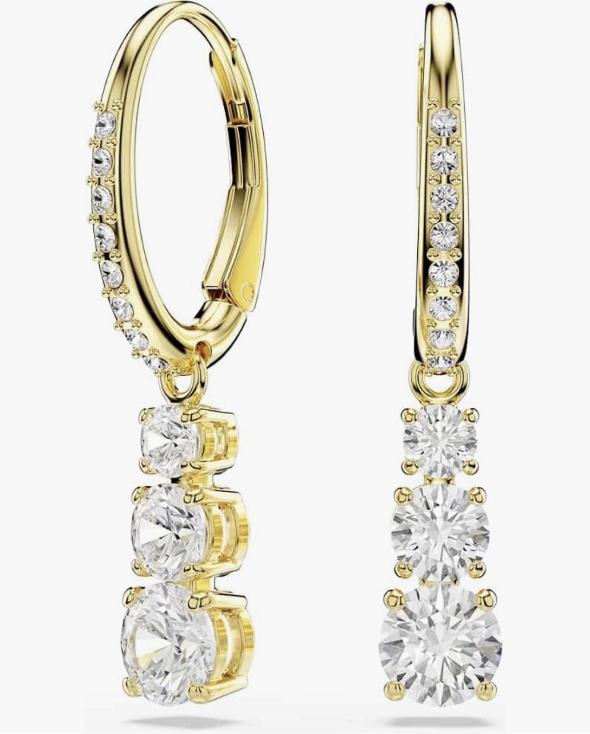 Swarovski Stilla Attract Hoop Earrings Round Cut White, Gold-Tone Plated 5723300