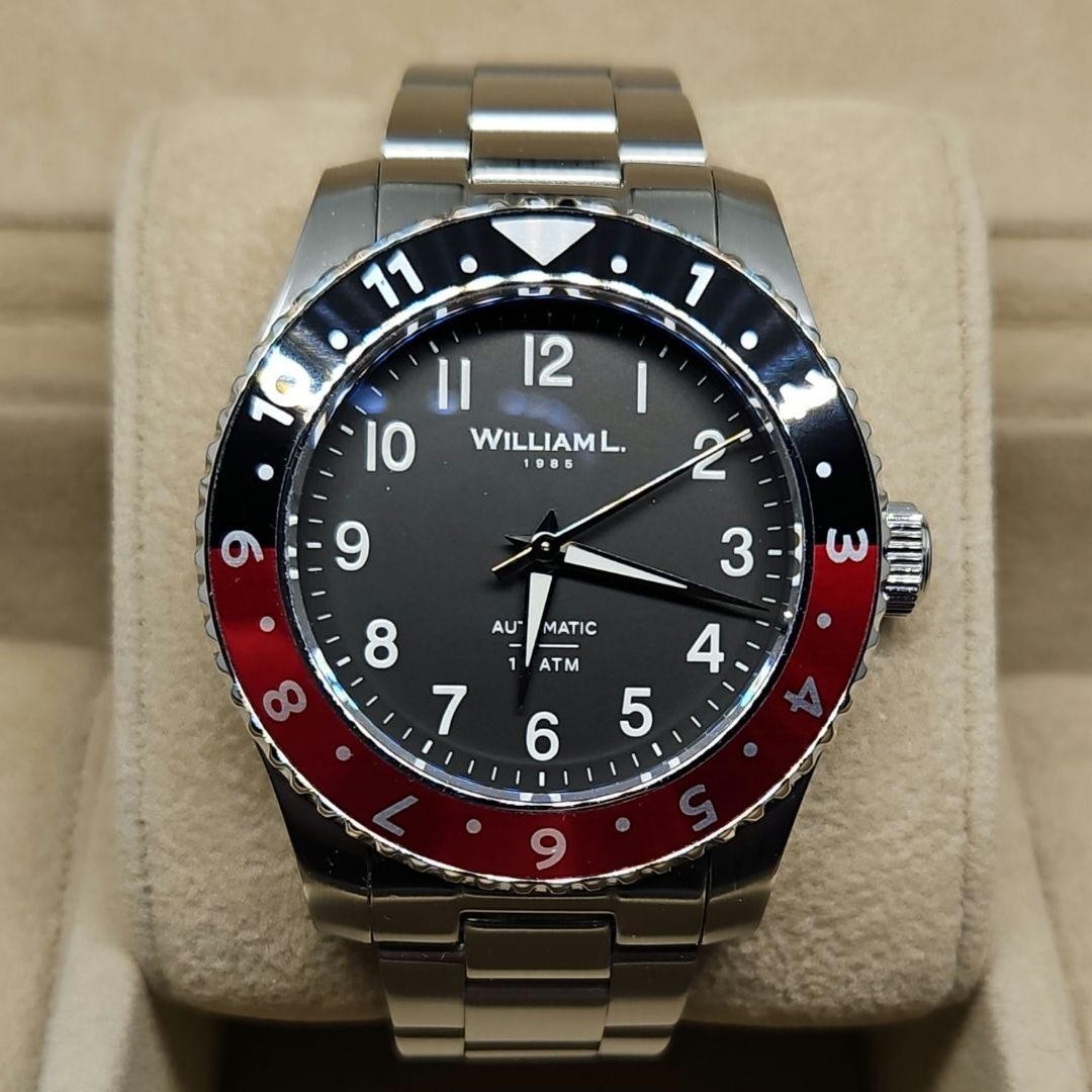 William L. 1985 Automatic Watch Red/Black Bezel 10ATM Steel From Japan