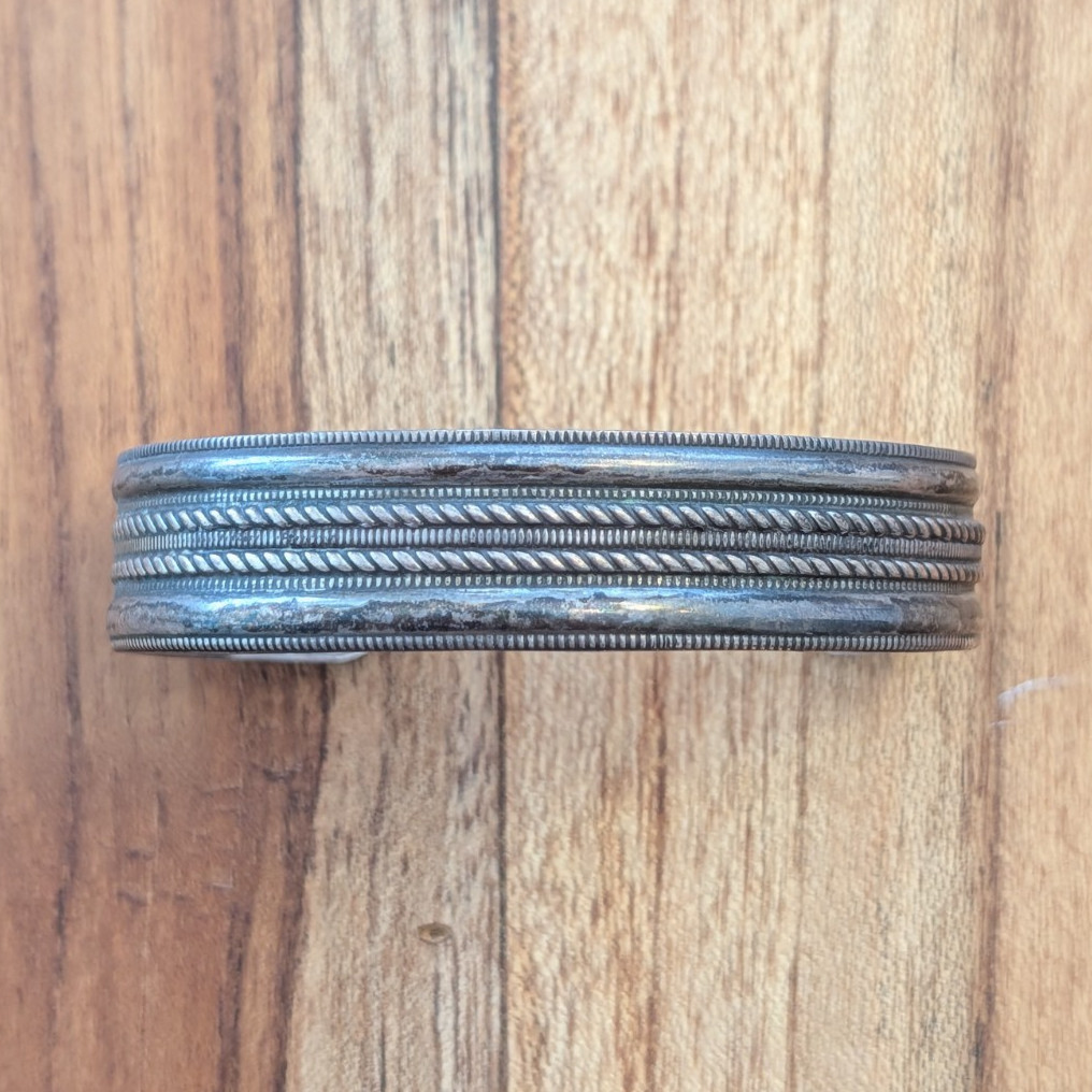 Sterling Silver 925 Cuff Bracelet Signed RM Vintage Navajo SW Sizeable, Patina