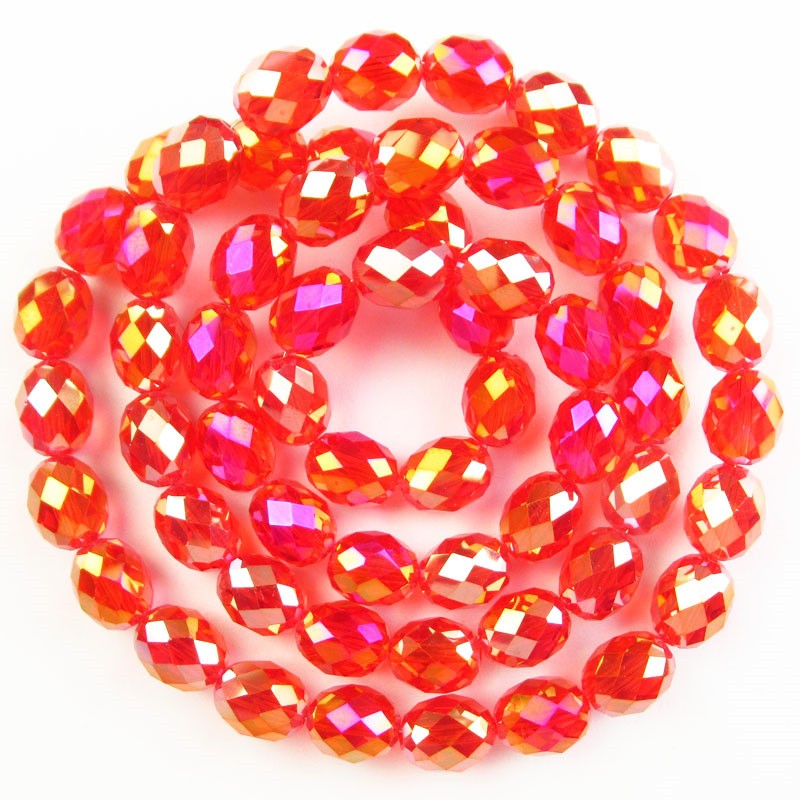 1Strand 10x8mm Faceted Red Crystal Drum Loose Bead 18inch SJTZ12