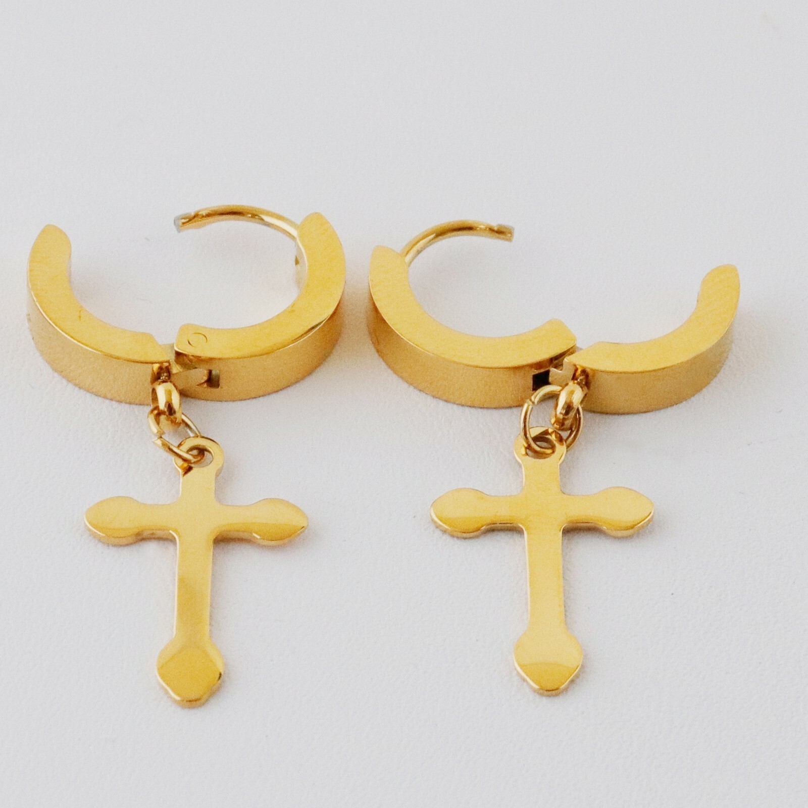 Men Cross Earrings,Cross Hoop Earrings,Cross Earrings, Hoop with Cross