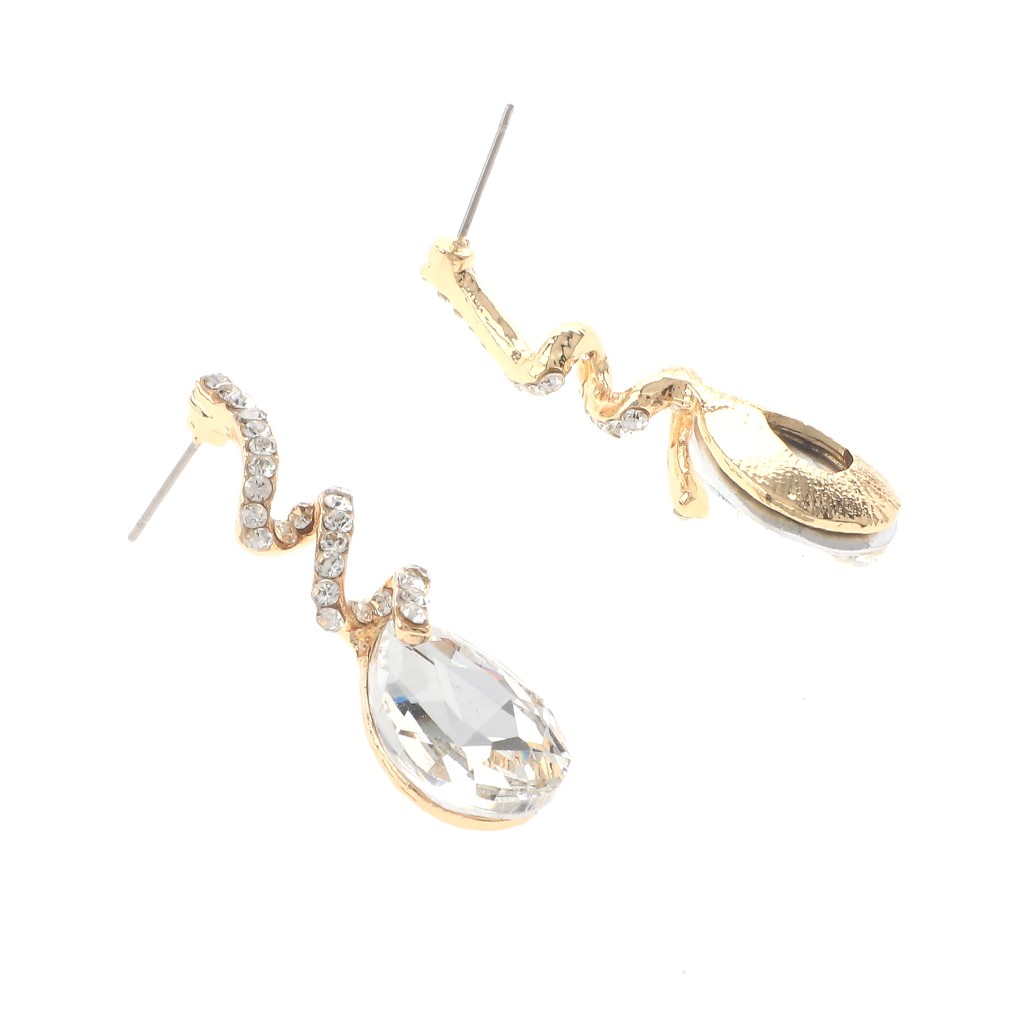Gold Tone Alloy Metal Crystal Rhinestone Drop Post Earrings ER2617-GCL